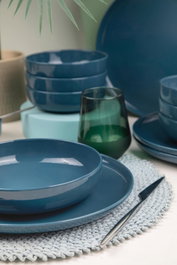 Hermia Vajilla de Porcelana de 12 Piezas Azul Oscuro MOD12Y1A740925